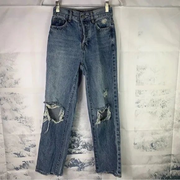 PacSun 100% Cotton High Rise Straight Distressed Jeans - Picture 2 of 16